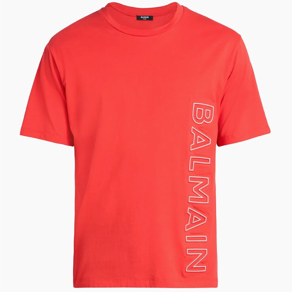 Balmain Embossed Logo T-Shirt Red Men’s Medium